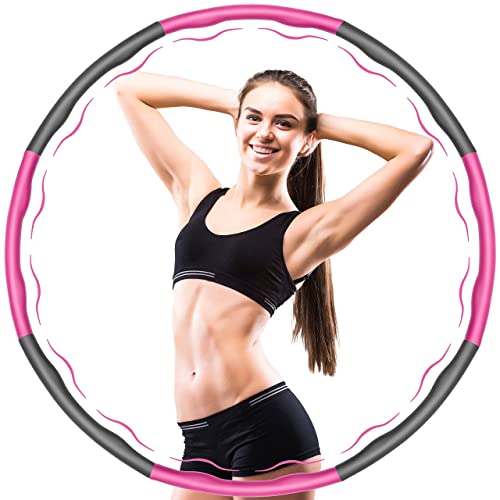 Hula Hoop Rose et Gris 6-8 pièces Amovible pour Fitness, entraînement, Bureau ou Ventre Cover