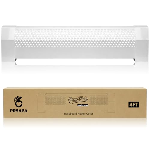 PRSAEA Original 4FT Baseboard Heater Covers with End Caps Easy Free Base Pro Series Galvanized Steel Slip-On Baseboard Radiator Covers Replacement for Hydronic Hot-Water Systems