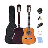 Classical Guitar 30 inch Acoustic Guitar Bundle Kids 1/2 Half Size Wooden Classic Guitar 6 Strings with Beginner Kit for Kids Students Beginners Adults (Wood)