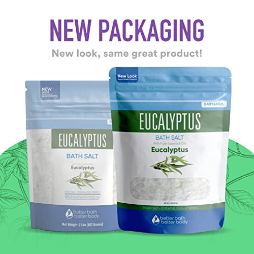 Eucalyptus Bath Salt 32 Ounces Epsom Salt With Natural Eucalyptus Essential Oil Plus Vitamin C In Bpa Free Pouch With Easy Press-Lock Seal #TOP3