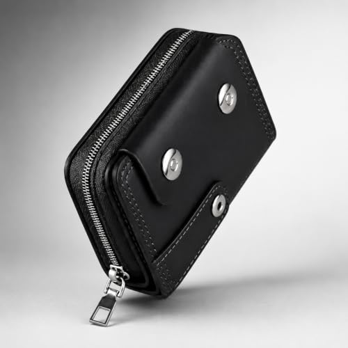 Image of Leather Card Wallet,11 Card Slot 2025 Organ Style,Magnetic Buckle,Large Capacity PU Leather Card Wallet for Men and Women,Card Holder Case(Black)