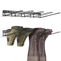 M.J COMFY-LIFE 2pcs Welly Boot Rack - Wall Mounted Storage for 4 Pairs - Heavy Duty Metal Boot Stand for Rain Boots,- Space-Saving Shoe Organizer for Entryway, Garage & Mudroom
