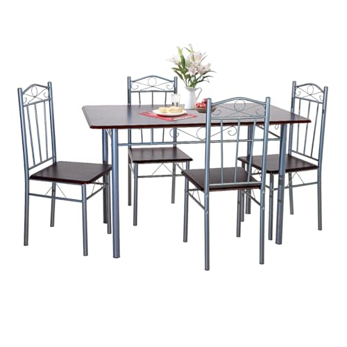 Catálogo para Comprar On-line Comedor Cuadrado 4 Sillas de esta semana. 43 SELECTSHOP Comedor 4 Sillas Y Mesa Juego de Comedor Madera MDF Moderno Minimalista 4 Personas una Estructura De Metal Resistente Y Estable. (Café Oscuro)