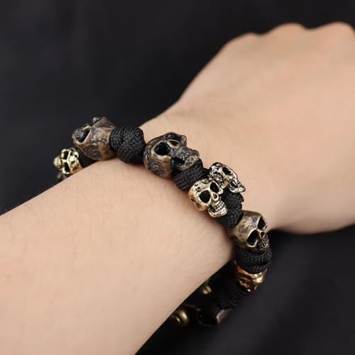 The Skull Army Paracord Bracelet, Men's Vintage Skeleton Paracord Woven Bracelet Gothic Skeleton Adjustable Braided Handstring3