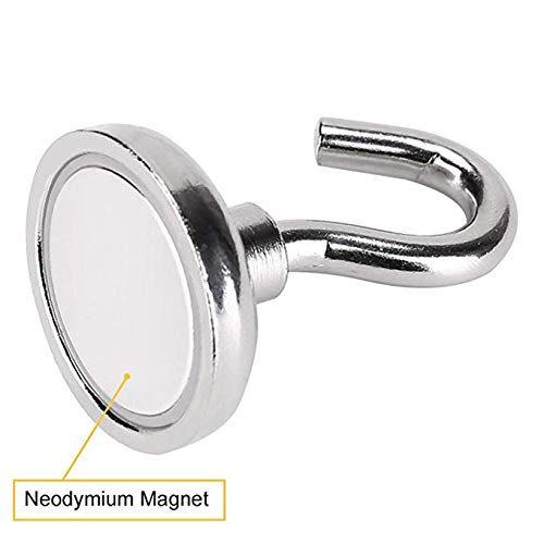 H Yanka 75LB Super Strong Neodymium Magnetic Hooks,Indoor/Outdoor Magnet Hooks(Pack of 2)Purpose Indoor、Outdoor、Kitchen、Bathroom、Bedroom、Garage、Lockers 、Office、Car