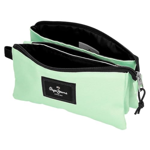 Pepe Jeans Aris Colorful Triple Pencil Case Green 22x12x5cm Polyester by Joumma Bags, Green, Triple Case, 22x12x5 cm - Image 4