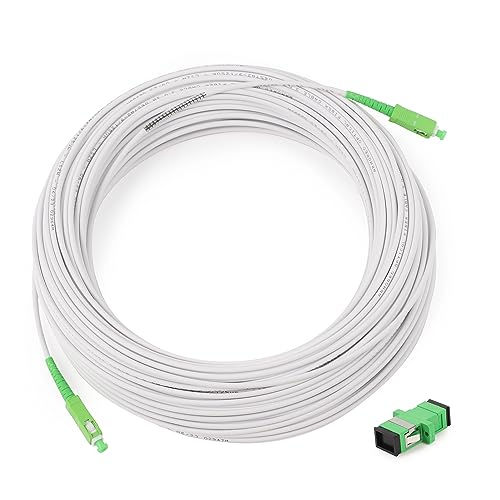 Vesperia 10m(32.8ft) Armored Network Fibre Optic Cable SC/APC to SC/APC OS2 Simplex Singlemode 9/125μm LSZH FTTH 3.0mm Patch Cord Fiber Cables with Adapter Coupler