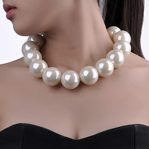 Big Pearl Necklace Choker Statement Ccb Resin Simulated Pearl Bib Collar For Women Girl's #TOP1
