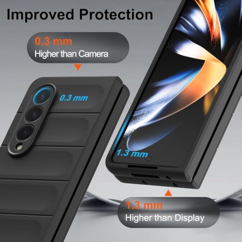 Image of ShieldTech AirGuard Series Back Cover Case for Samsung Galaxy Z Fold 4 5G | Microfiber Lining | Airbag Cushion Drop Protection | Silicone Cover Case - Black for Samsung Galaxy Z Fold4 / Fold 4 5G