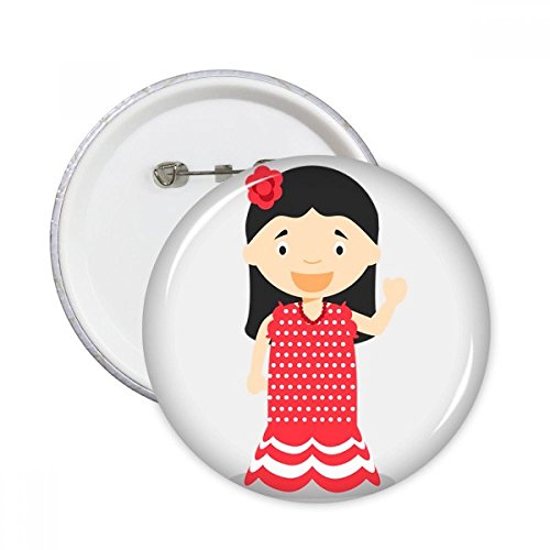 Badge fleur robe rouge Espagne pour personnaliser une veste en jean ou un sac à dos en tissu