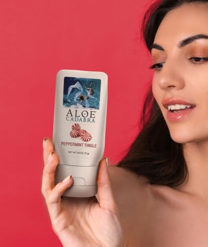 Image of Aloe Cadabra Flavored Personal Lubricant and Vaginal Moisturizer, Organic Edible Aloe Lube for Men, Women and Couples, Non-Staining, pH Balanced, Toy Compatible (Peppermint, 2.5 Ounces, 1 Pack)