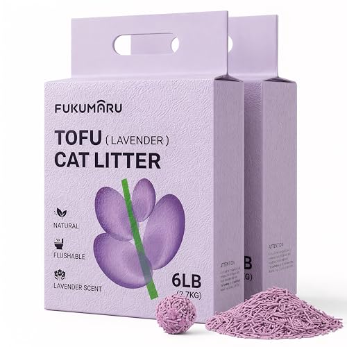 FUKUMARU Tofu Katzenstreu 5, 4 kg- Klumpendes Katzenstreu, Geruchsbekämpfung mit Lavendelduft, staubfrei und leicht klumpend, spülbar in der Toilette