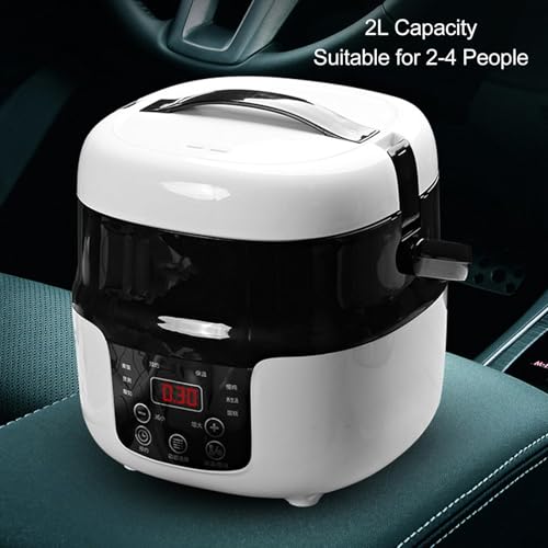 Car Rice Cooker, 2L Smart Mini Rice Cooker with No-stick Liner, Fast Cooking Food Container Multicooker for 2-4 Persons Long Distance RV Trucks - Image 4