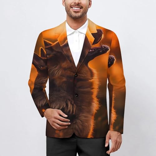 German Shepherd Print Mens Casual Blazer Button Suit Jacket Lightweight Sport Coat for Work Business2