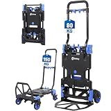 Sekey - Carretilla plegable para sacos y carrito de transporte 2 en 1, carretilla de transporte con ruedas de doble rodamiento