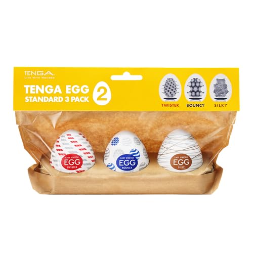 Pack Standard II TENGA Egg (Lot de 3) | Egg Twister, Bouncy et Silky | L'Œuf Masturbateur Homme Original – Prêt à l'Emploi | Masturbateur de Poche Ultra Extensible