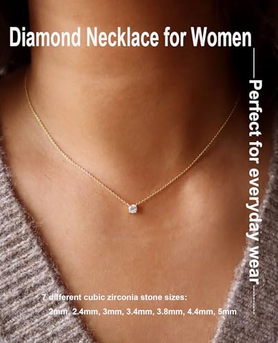 14k Gold Plated Cubic Zirconia Diamond Pendant Necklace Dainty Simple Gold Choker Necklaces for Women3