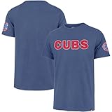 47 Brand MLB Men's Fieldhouse Franklin Team Color Embroidered Wordmark Primary Logo Short Sleeve Baseball T-Shirt - Chicago Cubs - Blue - Large