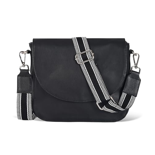 Image of Genuine Leather Shoulder Crossbody Purse For Women with Adjustable Strap, Mobile Pocket & Outside & Inside Zipper