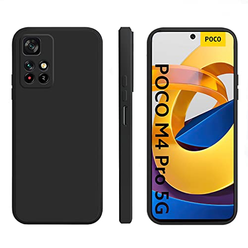 LYINUR Coque Compatible avec Xiaomi Poco M4 Pro 5G 6.6" Protection, Coquille de Gel de Silicone Liquide TPU Housse Antichoc Anti-Rayures Protecteur Case Cover - Noir Cover