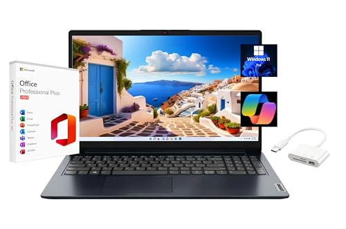 Image of Lenovo IdeaPad 1 15.6 inch FHD Laptop, with Free Lifetime Microsoft Office 2024, AMD Ryzen 3 7320U, 4GB RAM, 256GB SSD, Windows 11 Pro, Abyss Blue, Wi-Fi 6, with Docking Station