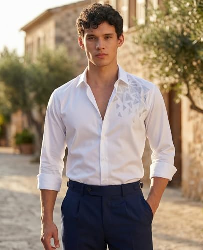 Image of IndoPrimo Men's Stylish Satin Shirt for Party, Formal, Daily and Casual Wear Full Sleeve Shirt for Mens - Trio