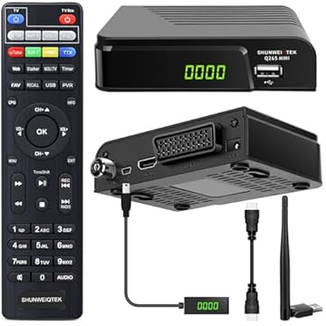 SHUNWEIQTEK Decoder Digitale Terrestre 2025 con USB WiFi e PVR Registra Programmi Preferiti, Mini Ricevitore DVB-T2 con Ordinamento LCN e FM Radio, Uscita Scart Hdmi e H265 HEVC HD 1080P Decodifica
