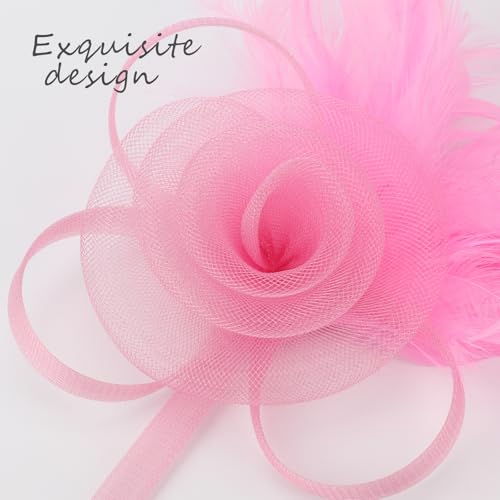 Image of DRESHOW Fascinators Hats for Women Tea Party Fascinator Hats Vintage 50s Headwear Cocktail Wedding Church Derby Hat