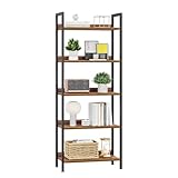 APPOLYN 5 Tier Bookshelf, Home Office Bookcase Shelf Storage Organizer, Floor Standing Storage Shelving Unit for Bedroom, Living Room and Home Office, Rustic Brown