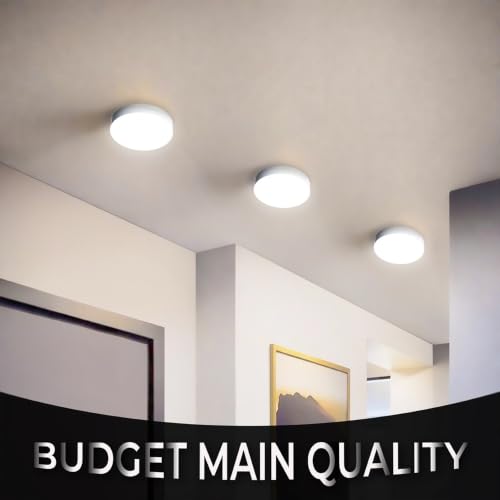 Image of Nortek Krsna LED Rimless Surface Light | Cabinet Light | Mirror, Temple Light Surface Ceiling Light Ceiling Lamp | (Natural White, Pack of 3)