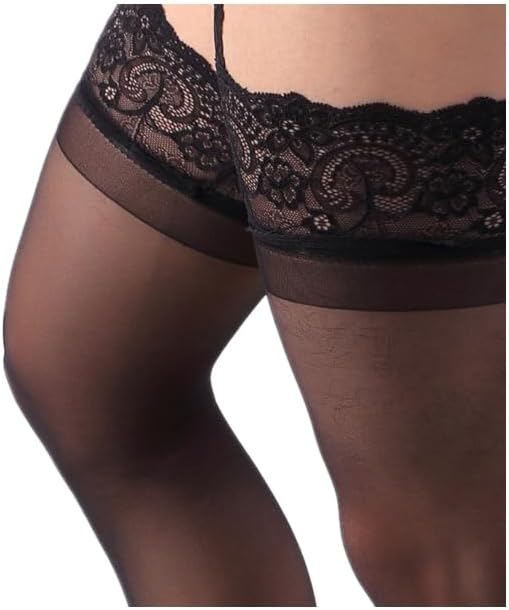 Sexy Mens Lace Thigh High Suspender Over Knee Long Pantyhose Tights Stockings Sissy with Garter Belt - Image 4