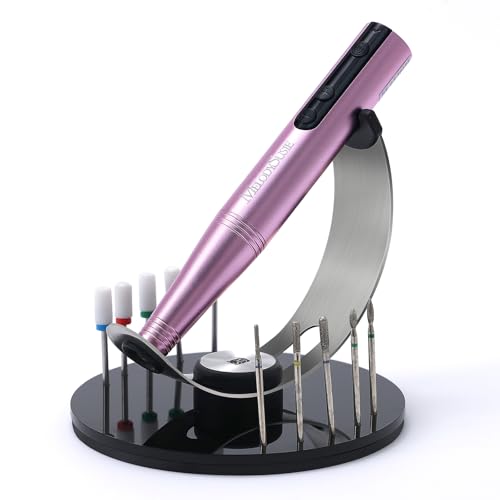 Image of MelodySusie Pen Nail Drill Holder with 10 Drill Bits Holes,Stable Acrylic Base Stand for Most Pen-shaped Electric Nail File,Especially for PC120I,PC120B,PC180G,PC180F,PC180E,PM170F,PM180G,SM220G