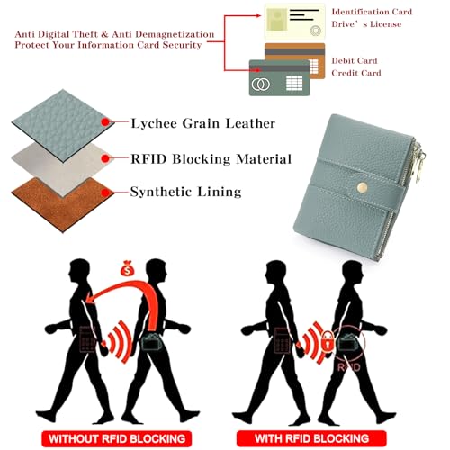 GOIACII Small Wallet for Women with Double Zipper Pocket RFID Blocking Ladies Wallet Leather3
