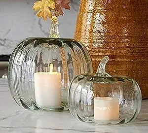Rudra Enterprises || Home Decoration Clear Glass Pumpkin Shape Cloches/Candle Holder for New Year, Diwali 8 Inches (Medium, 999)