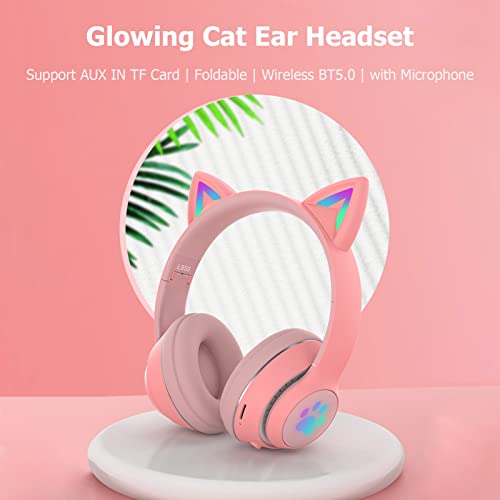 L550 Over Ear Music Headset Fones de ouvido brilhantes Cat Ear Fones de ouvido 7 cores Luzes respira