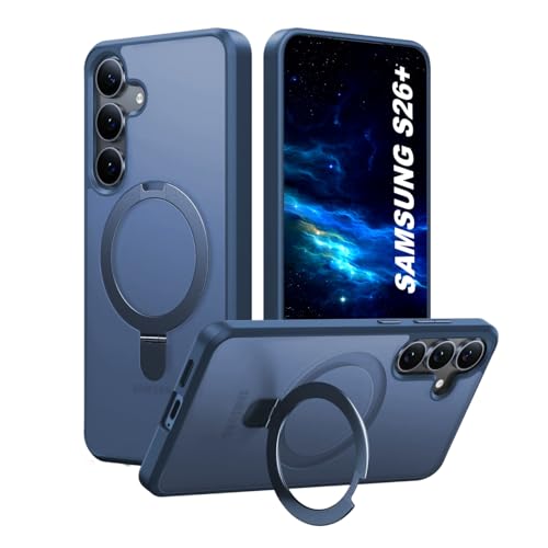 Image of AIBEX Back Cover OStand for Samsung S26 Plus 5G MagSafe Compatible | Ring Kickstand with Magnetic Alloy Ring Metal | Wireless Charging Support | Scratch Resistant Slim | Armor Protection Case - Blue