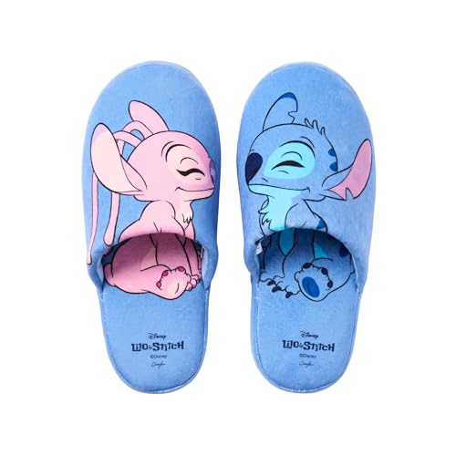 Disney Stitch et Angel Chaussons Filles, Pantoufles D'intérieur, Tailles EU 28 à 35 (Bleu, EU 32/33, Système Taille Chaussures EU, Enfant de 2 à 5 ans,...