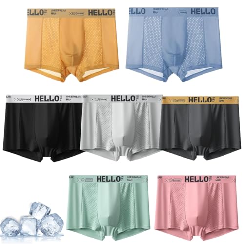 Mesh Mens Underwear, Ice Silk Boxer Briefs, Comfortable and Breathable, Summer Thin Underwear for Travel