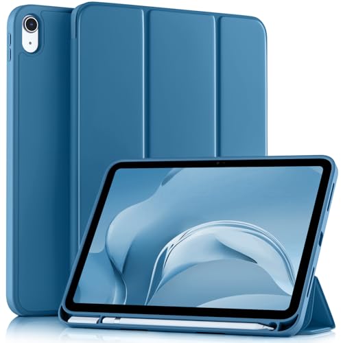 Image of Akkerds Compatible with iPad (A16) 11th Generation Case 11 Inch 2025, for iPad 10th Generation Case 10.9 Inch 2022 with Pencil Holder, Slim Trifold Stand Protective Cover with Soft TPU Back, Bluemist