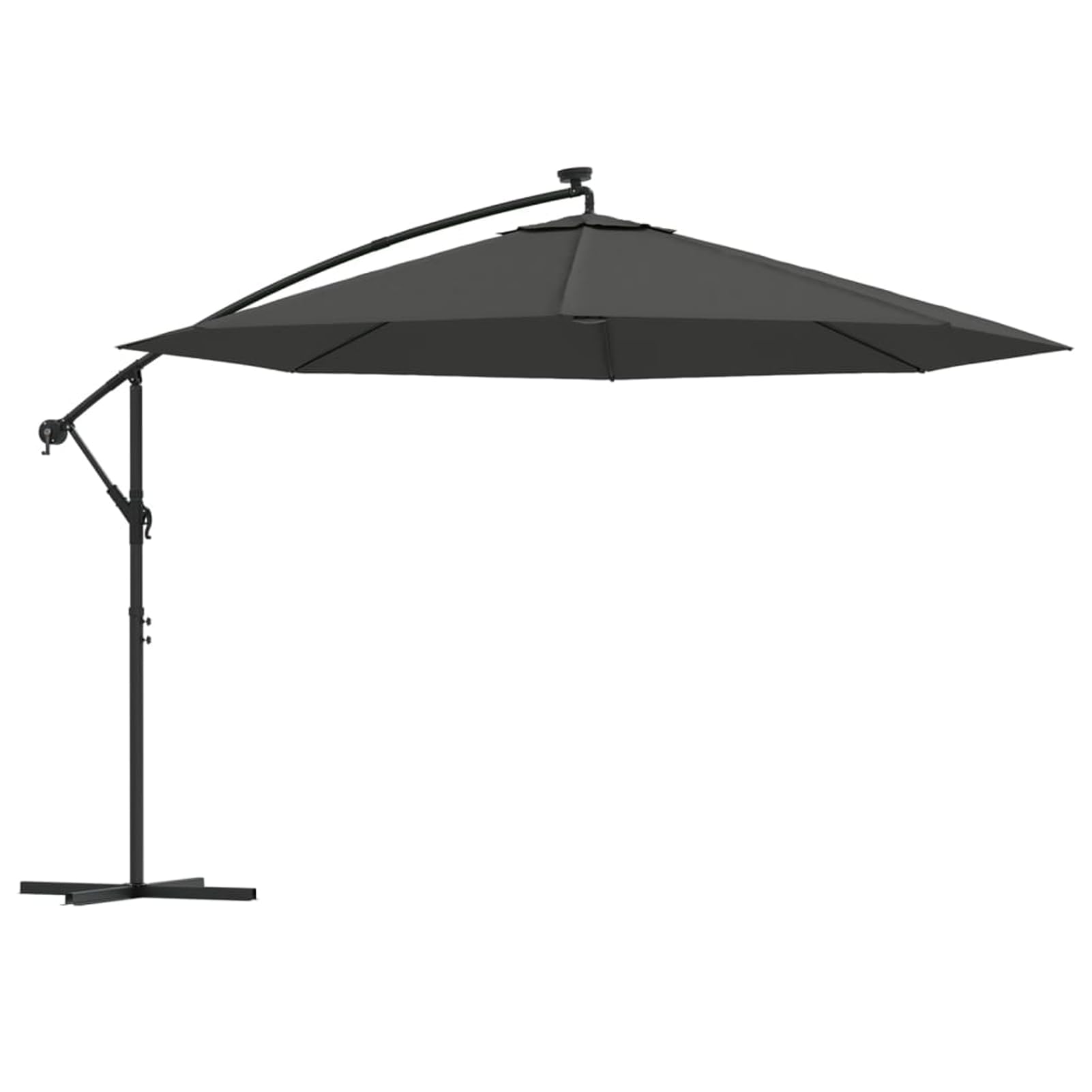 Parasol rojo burdeos de 350 cm con luces solares para disfrutar de tu jardín de noche 8