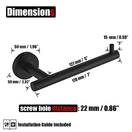 Jqk Black Toilet Paper Holder, 5 Inch 304 Stainless Steel Thick 0.8Mm Tissue Paper Dispenser, Matte Black Wall Mount, Tph100-Pb #TOP1