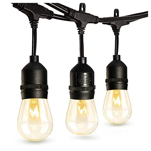 Amico 49FT Outdoor String Lights Commercial Grade Weatherproof Dimmable Patio Light String - 11W Incandescent Edison Bulb - UL Listed Heavy-Duty Decorative Yard Bistro Market Café Lights