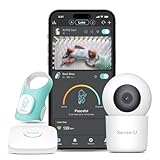 Sense-U Baby Sock Shoe Bundle Smart Baby Monitor: Sock Shoe Plus 2.5K PTZ Camera - Track Heart Rate, Sleep Movement, Heartbeat, Pan-Tilt-Zoom Video, AI Cry Detection, Audio