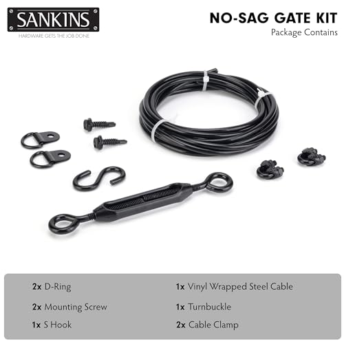 Image of Anti-Sag Gate Kits for Wooden Fence, Black Anti-Sagging Gate Support Cable Kit Hardware, Gate Sag Frame Kit Hardware for Wooden Fence, Wood Gate Door Repair Kit for Outdoor, 1 Pack
