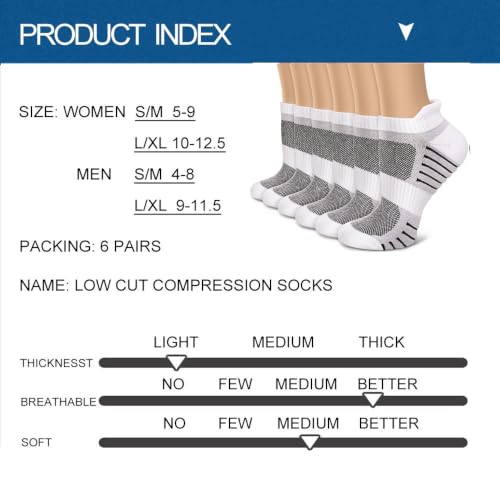 Image of Sooverki Copper Compression Socks Women and Men 6 Pairs - Circulation Arch Support Plantar Fasciitis Running Ankle Socks