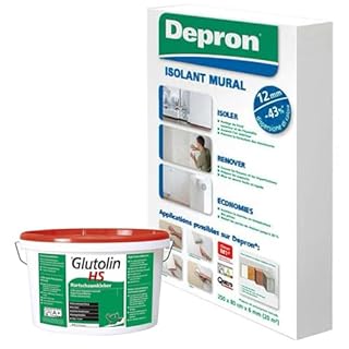DEPRON Pannelli Isolanti 12 mm (125×80 cm) – Confezione 10 m² + Colla Glutolin 8 kg | Isolamento Termico e Acustico per Pareti e Soffitti | 1 paio di guanti in nitrile HYTAMA TOOLS