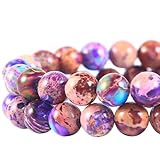 ALZLDYS Natural Gemstone Imperial Jasper Polished Round Smooth Loose Beads 8mm Approxi 15 inch 1 Strand per Bag for DIY Making Bracelet Necklace|Purple Imperial Jasper|