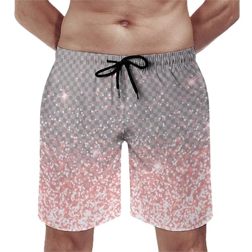 Shorts de bain homme rose brillant en taille S avec cordon et poches