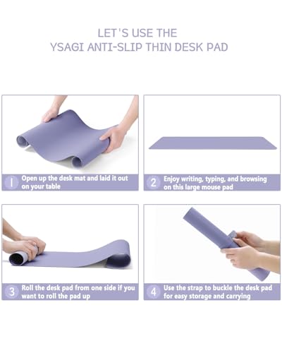 Image of YSAGi Non-Slip Desk Pad,Mouse Pad,Waterproof PVC Leather Desk Table Protector,Ultra Thin Large Desk Blotter, Easy Clean Laptop Desk Writing Mat for Office Work /Home /Decor(Lavender, 31.5 inch x 15.7 inch)