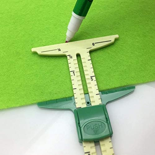rongweiwang 5 in 1 Handy Sliding Sewing Gauge Hem Plastic T Gauge Quilting Tools Beginner Quilting Hem Plastic T Gauge Measuring Tool